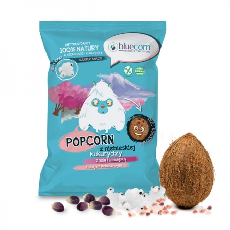 Popcorn z niebieskiej kukurydzy, z olejem kokosowym extra virgin i solą himalajską (Yeti)